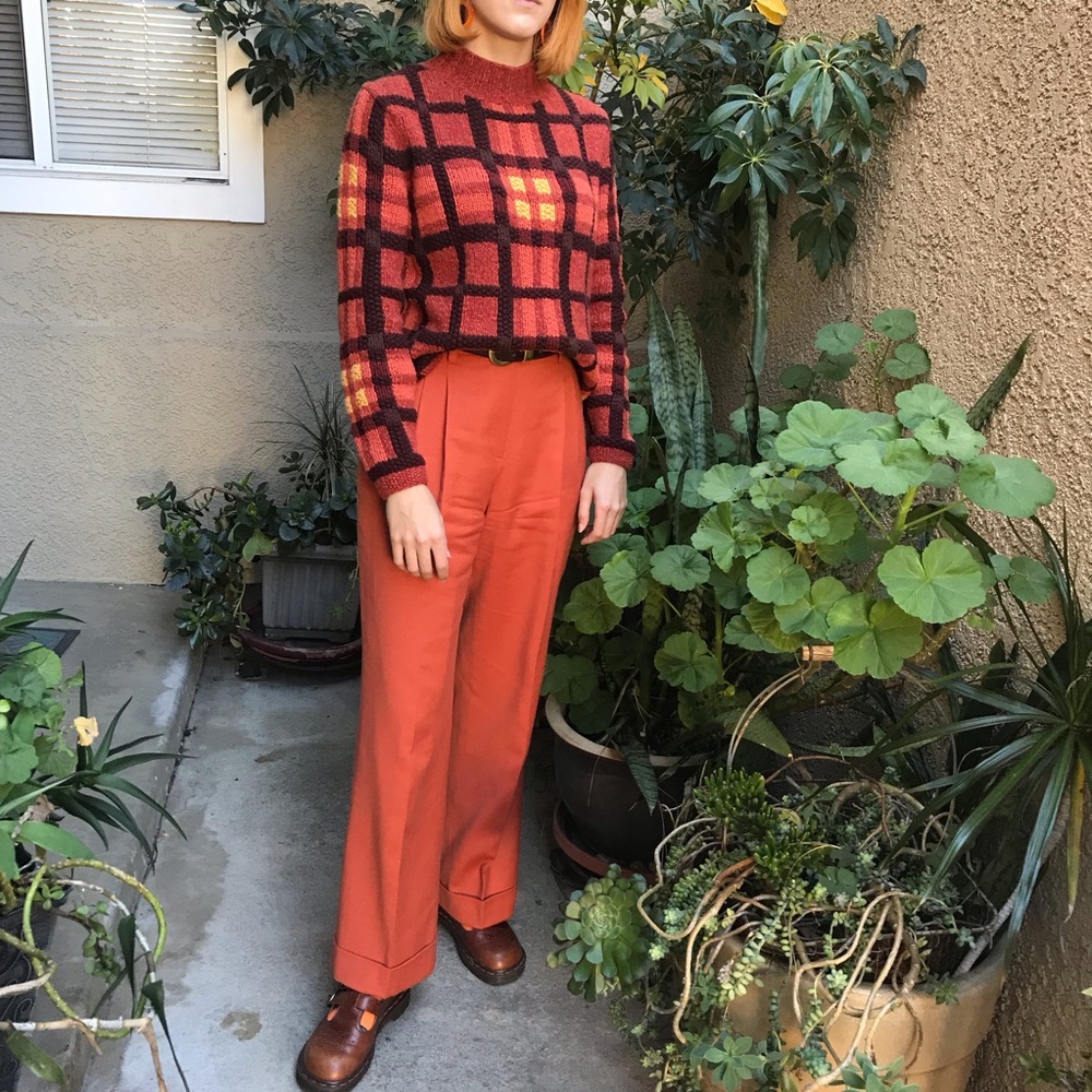 Vintage rusty orange Chadwick’s wool high high waisted trousers with pockets